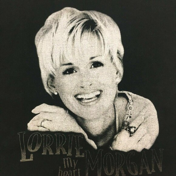Vtg Lorrie Morgan Black Concert TShirt 1999 My Heart Tour Country Music Medium - Picture 1 of 10